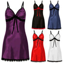 Women Sexy Lingerie Porno Sleepwear Sleep Dress Lace Silk Satin Nightdress Sleeveless Nighties V-neck Nightgown Nightwear