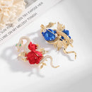 2021 New Female Brooch Inlaid Zircon Animal Brooches for Women Exaggerated Personality Design Flower Snake Broche Christmas Gift