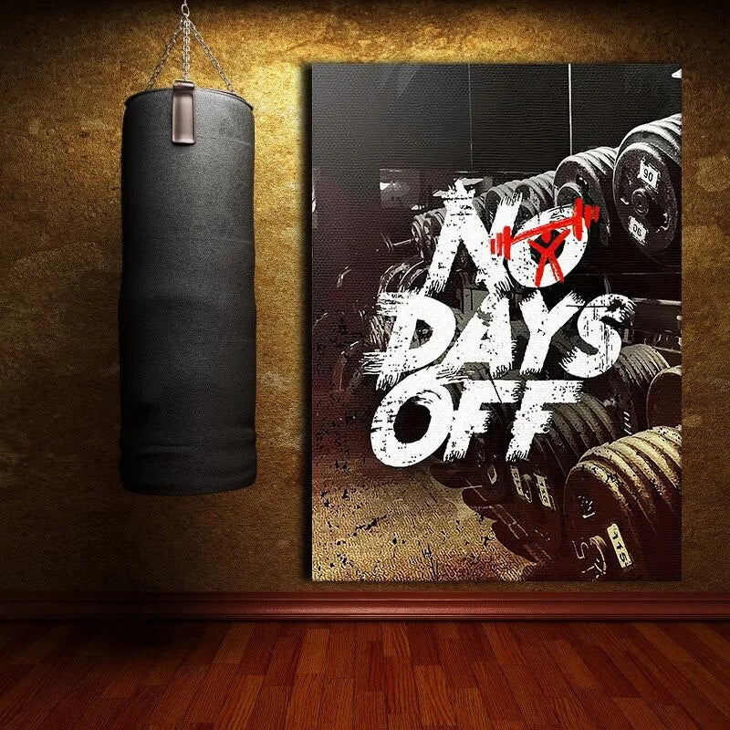 Gym Poster Motivational Interior Design Bodybuilding Home Words Canvas Painting Inspring Quote Wall Art No Days Off Prints