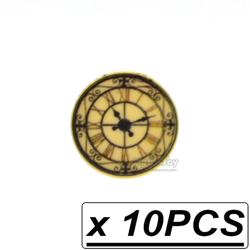Custom Printed Clocks Tile Building Blocks  wall clock 1x2 2x2 MOC Decoration Bricks Round City Alarm Construction Toys