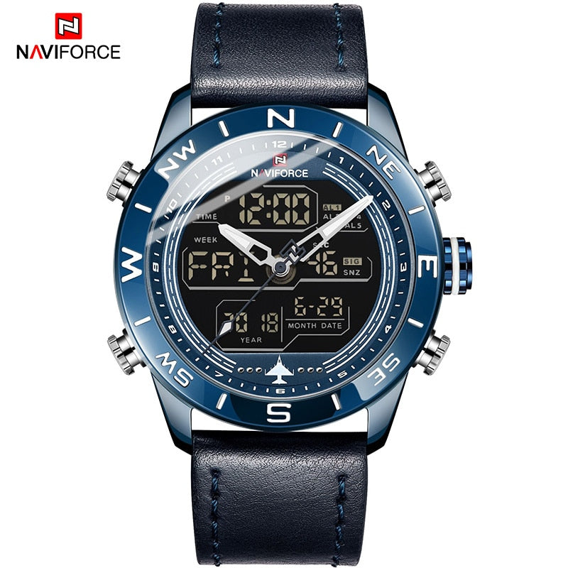 NAVIFORCE Sport Watches for Men Top Brand Luxury Military Leather Men&