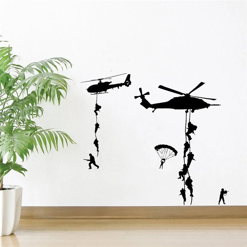 Army Soldier Wall Stickers Vinyl Art Decals Teens Boys Men Military Fans Bedroom Home Decoration