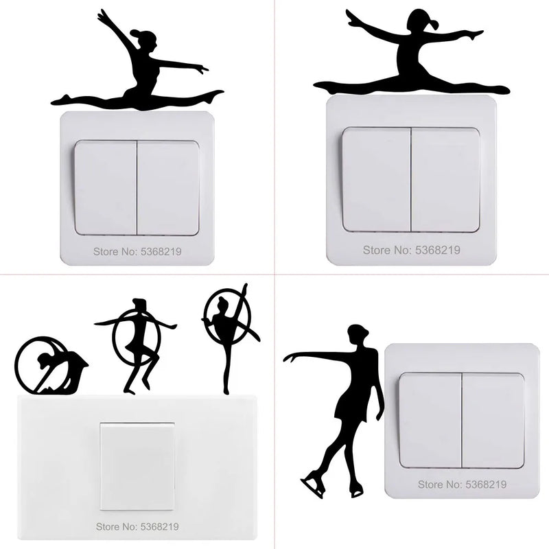 Kids Room Children Bedroom Wall Switch Decoration Sports Sticker Football/Basketball/Tennis/Figure Skating/Surfing/Yoga/Climbing