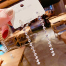 2021 Elegant Female Square Zircon Drop Earrings Charm Bride Wedding Earrings For Women Fashion Silver Color Tassel Long Earrings