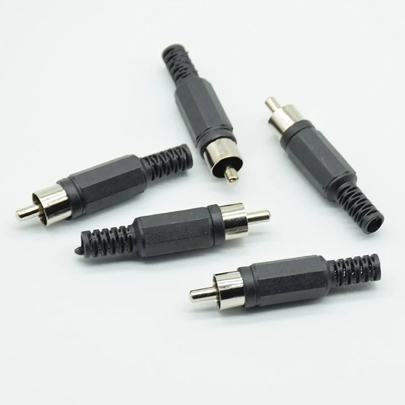 10pcs/lot 5red 5black Plastic lotus audio and video head RCA male welding head AV male plug lotus plug welding connector