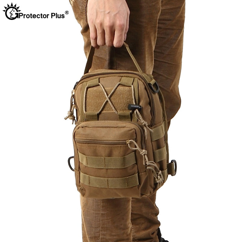 PROTECTOR PLUS Outdoor Tactical Military Crossbody Bag Sling Shoulder Chest Pack Men Camo Army Travel Hiking Camping Sport Bag