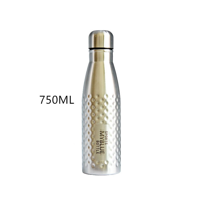 Brand Design Single Wall Stainless Steel Sports Water Bottle BPA Free Portable GYM Cola Flask Hammer Point Shaker Kettle