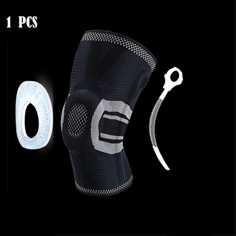 1 PC Silicone Padded Knee Pads Supports Brace Basketball Fitness Meniscus Patella Protection Knee pads Sports Safety Knee Sleeve