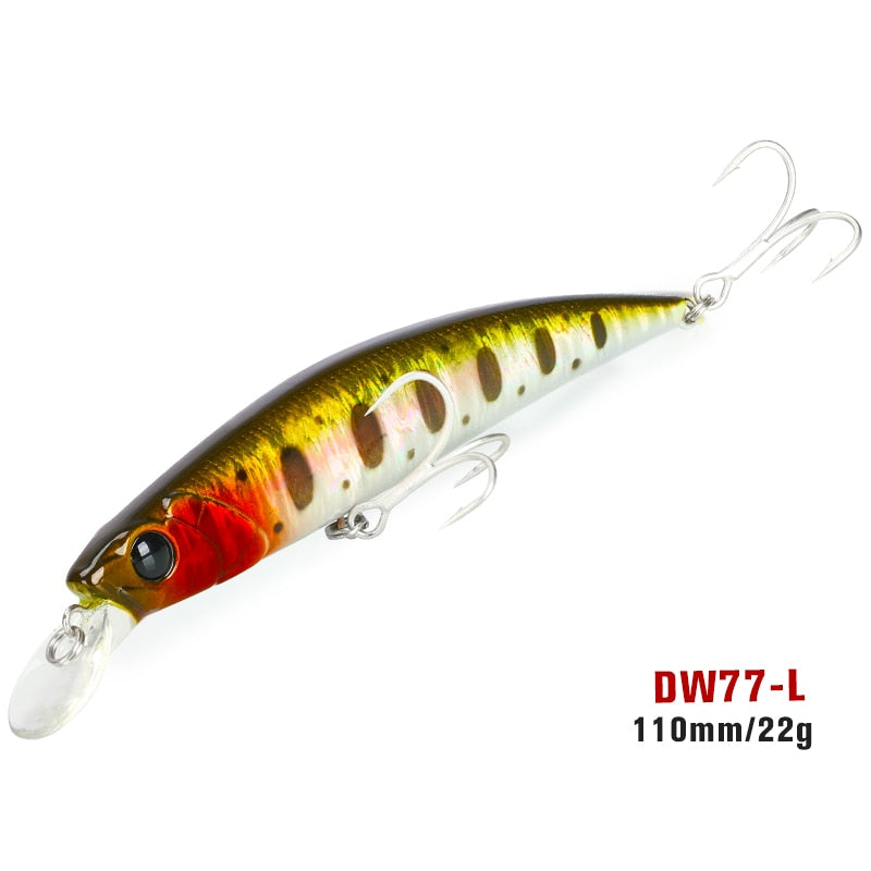 TSURINOYA 110S Long Casting Sinking Minnow Saltwater Fishing Lure DW77 110mm 22g Large Trout Pike River Lake Hard Baits Jerkbait