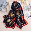 180*90cm Luxury Brand Spring Autumn New Silk Scarf Women Shawl Fashion Soft Poncho Chiffon Hijab Foulard Muffler Bandanna Pareo
