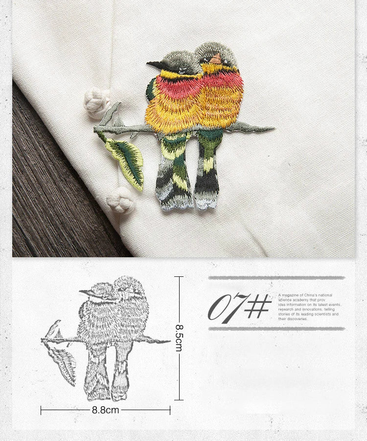 Bird Iron on Patches for Clothing Animal of The Breach Embroidery Applique DIY Hat Coat Dress Pants Accessories Cloth Sticker