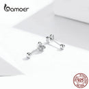 bamoer 925 Sterling Silver small Ball Sleeping Stud Earrings for Women Original Design Fine Jewelry Bijoux Brincos SCE581