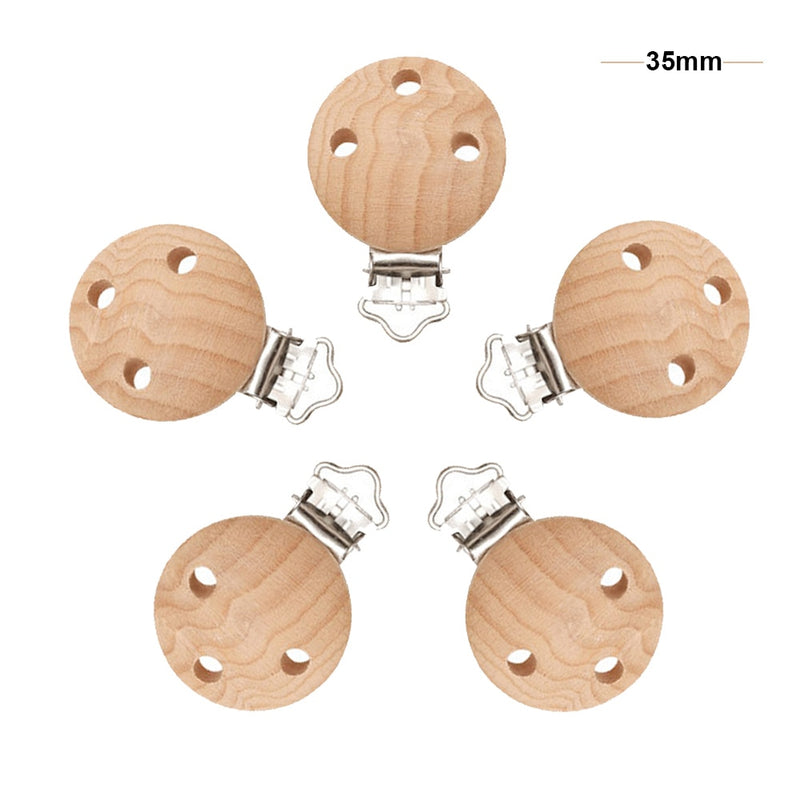 Mabochewing 20pcs 30mm 35mm Fast Free Shipping Natural Beech Wood Clips for Baby Mobile Chewing Pacifier Chain