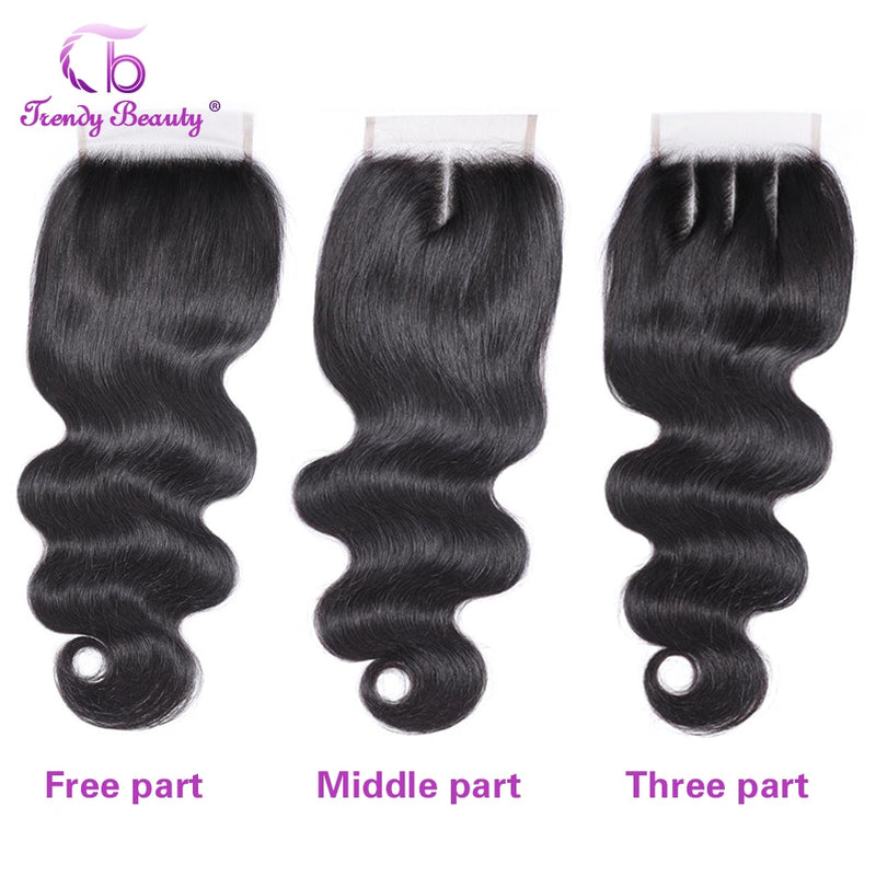 Indian Body Wave Lace Closure Human Hair 4x4 Lace Closure Middle/Free/Three 5x5 Lace Closure Trendy Beauty Closure Only