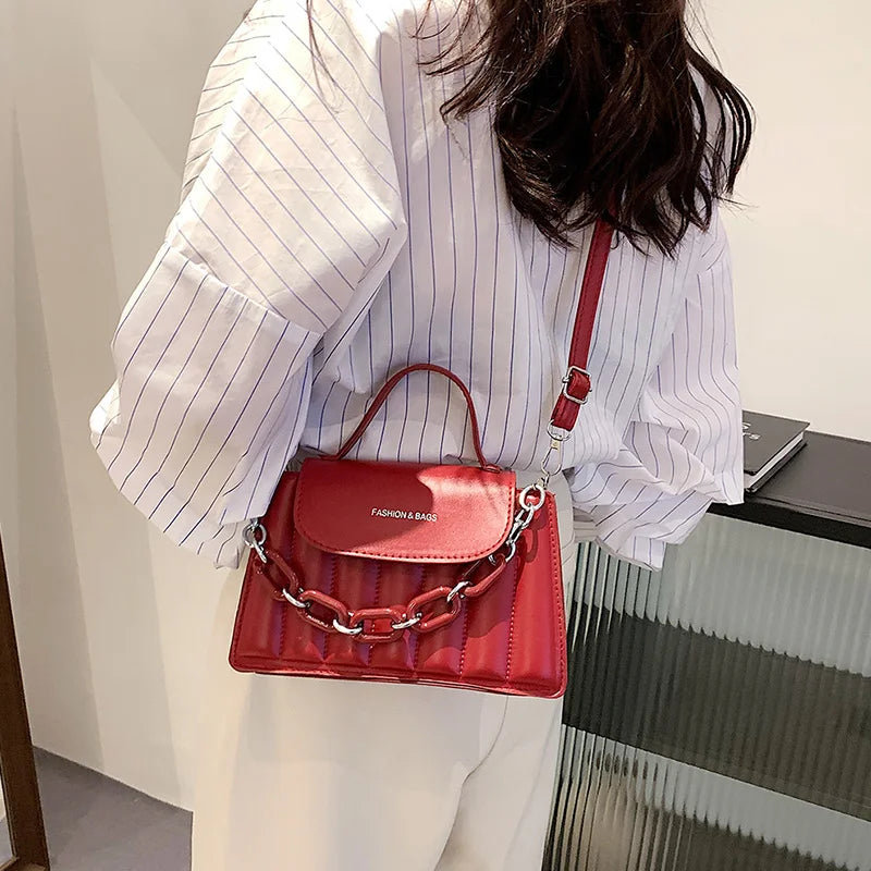 New Chains Shoulder Bag Women Solid Color Crossbody Bag Designer Messenger Handbag and Purse Luxury Top-handle Bag feminina