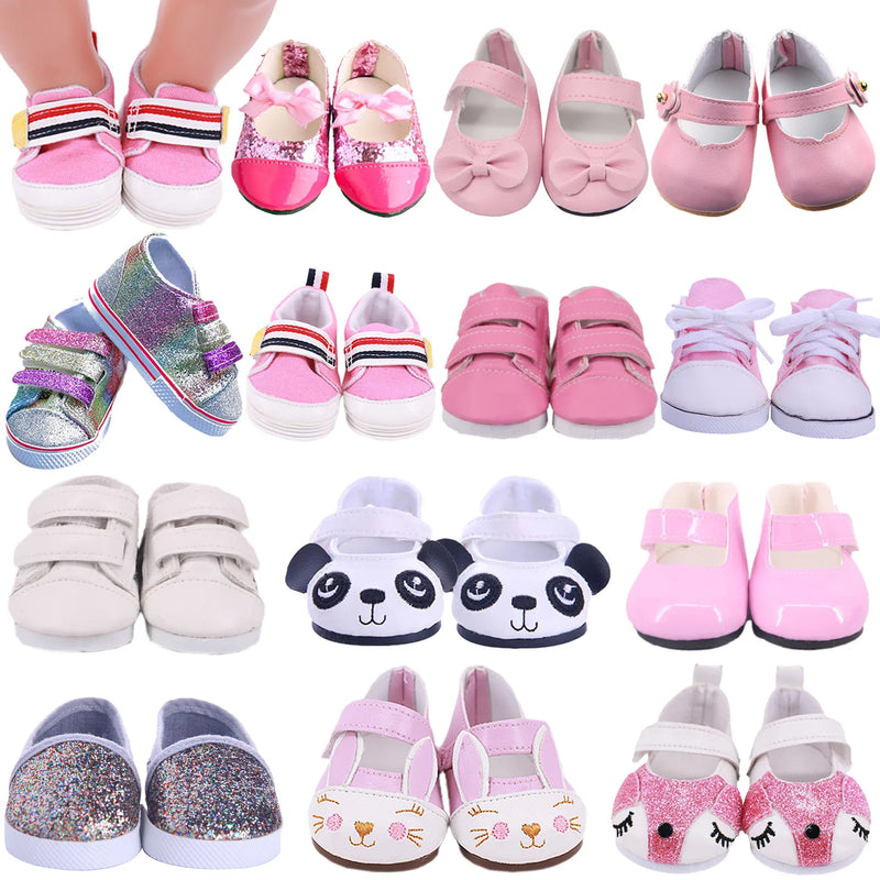 7Cm Doll Clothes Doll Shoes Sequin Canvas Shoes For 18 Inch American of girl`s&43Cm Baby New Born Reborn Doll Toy 1/3 BJD Blythe