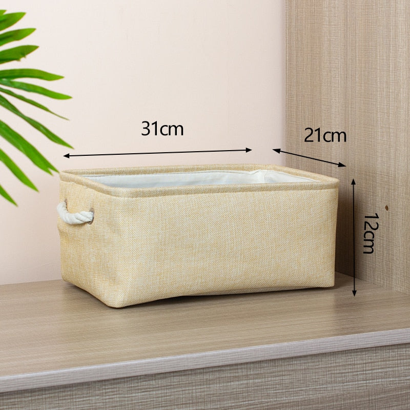 Cotton Linen Folding Storage Baskets Kids Toys Organizer Clothes and Sundries Storage Box Cabinet Storage Bag Laundry Basket