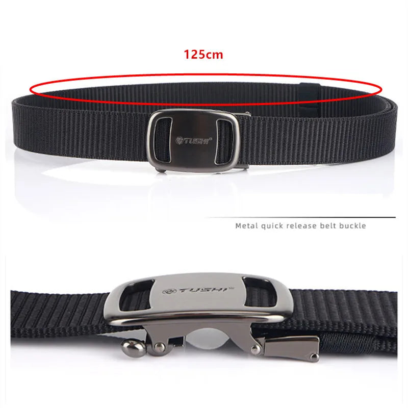 TUSHI Male Outdoor Hunting Tactical Belt Men's Military Nylon Waist Strap High Quality Metal Automatic Buckle Army Canvas Belts