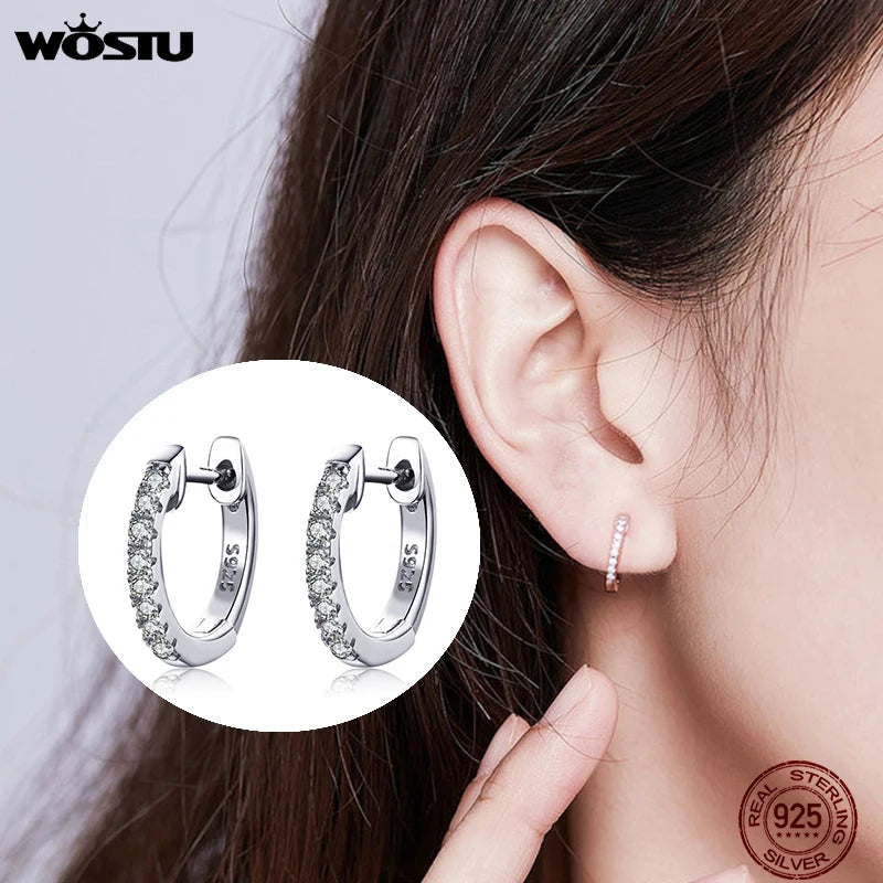 WOSTU Hot Sale 925 Sterling Silver & Gold Color Small Circle Hoop Earrings For Women Birthday Simple Noble Jewelry Gift CQE498