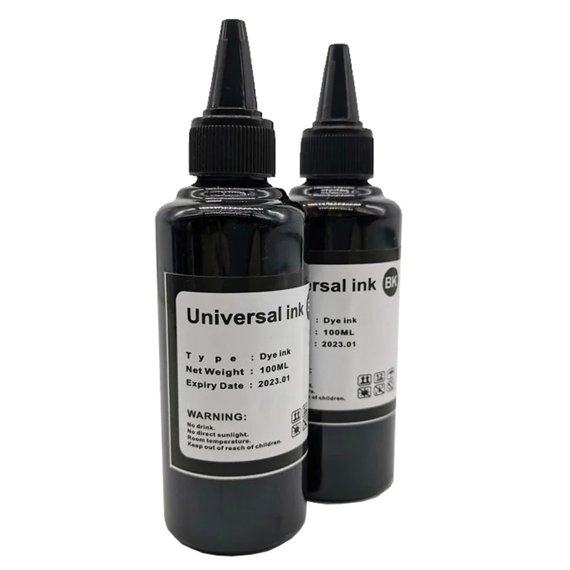 100ml x2 BK Color Universal Water Dye Based Black Ink Refill Kit For Epson Canon HP Brother Lexmark Samsung Dell Inkjet Printer