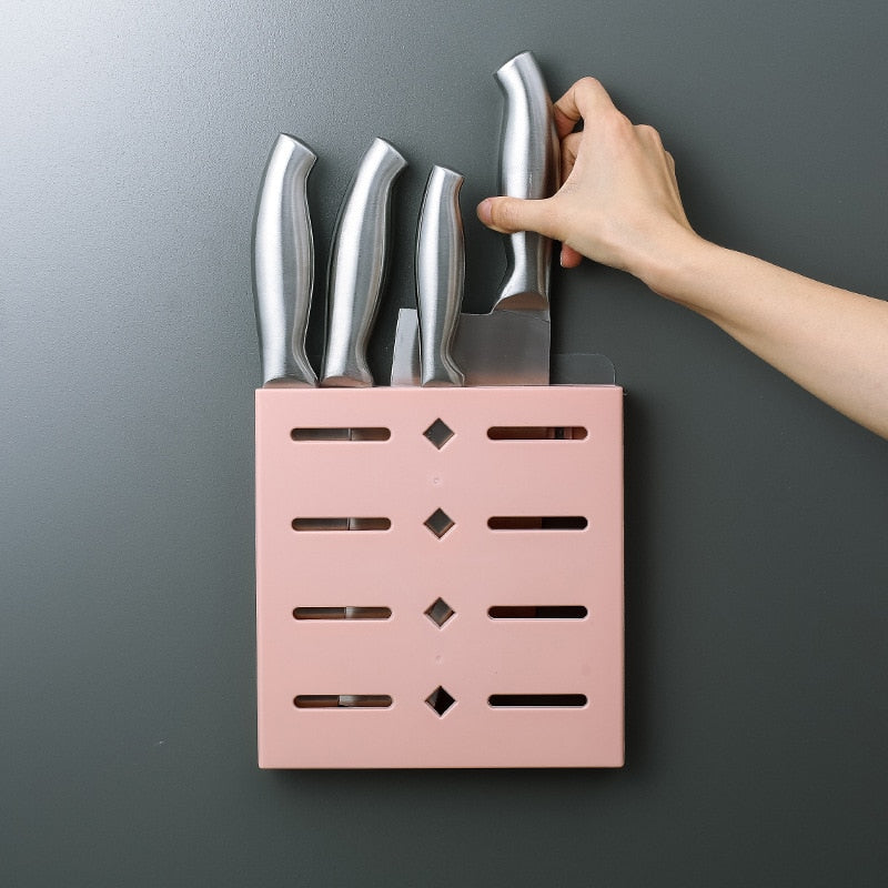 Knife Holder Kitchen Stand Wall-Mounted Knives Holder Organizer Multifunctional Knife Block Storage Cooking Kitchen Accessories