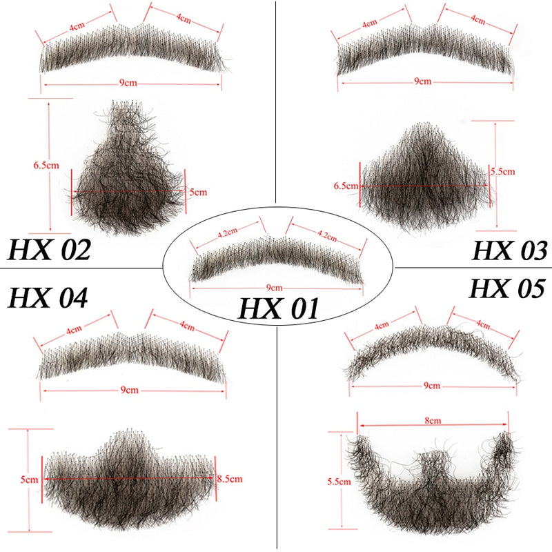 Alileader Hot Selling Mustache Real Hair Lace Beard For Men Cheap Invisible Fake Beard Human Hair Beard For Salon Party