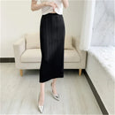 2023 summer women's new Miyake pleated skirt basic fashion versatile high waist straight skirt casual skirt women