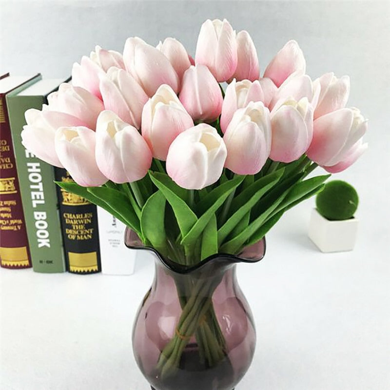 10/20pcs Tulips Artificial Flower PU Real Touch Fake Flower Tulip Bouquet Wedding Decoration Flowers Home Decor Garden Tulips