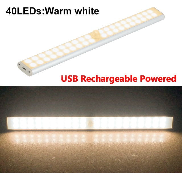 6 10 24 40 60 LEDs Under Cabinet Night Light Motion Sensor Closet Light Kitchen Bedroom Lighting Wall Lamp With Magnetic Strip