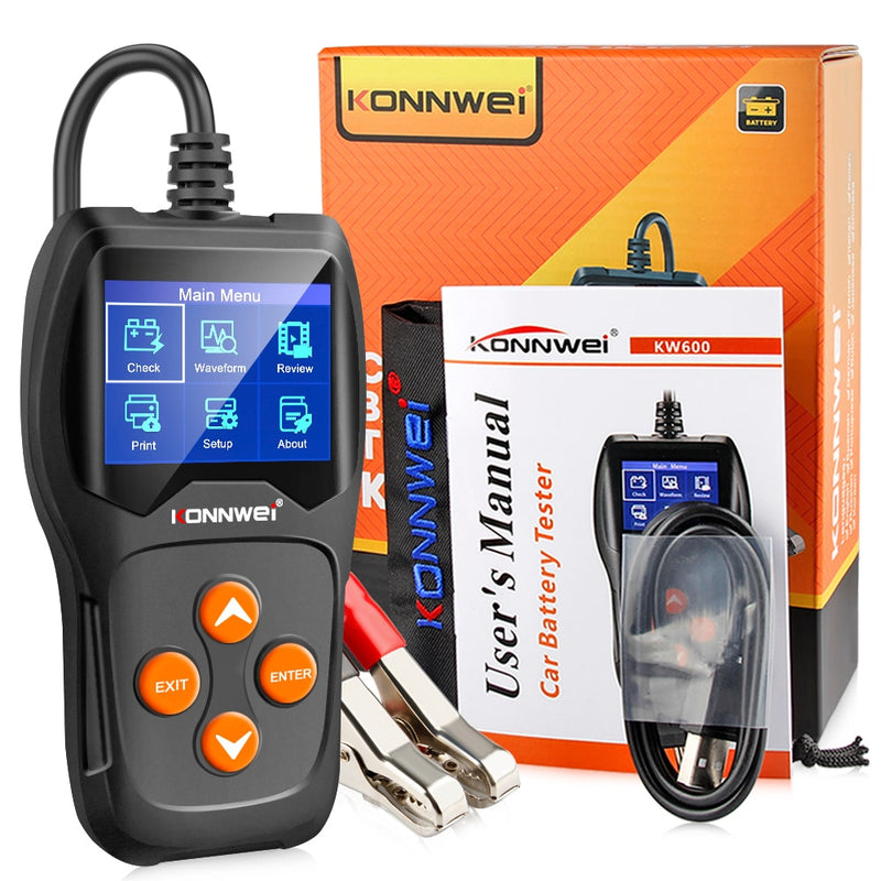 KONNWEI KW600 Car Battery Tester 12V 100 to 2000CCA 12 Volts Battery Tools for the Car Quick Cranking Charging Diagnostic