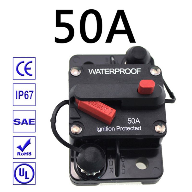 30A 40A 50A 60A 70A 80A 100A 120A 150A 200A 250A 300A AMP Circuit Breaker Fuse Reset 12-48V DC Car Boat Auto Waterproof