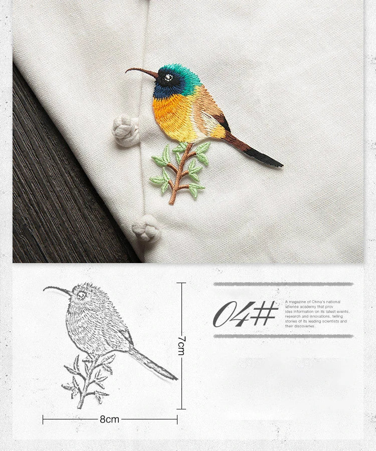 Bird Iron on Patches for Clothing Animal of The Breach Embroidery Applique DIY Hat Coat Dress Pants Accessories Cloth Sticker