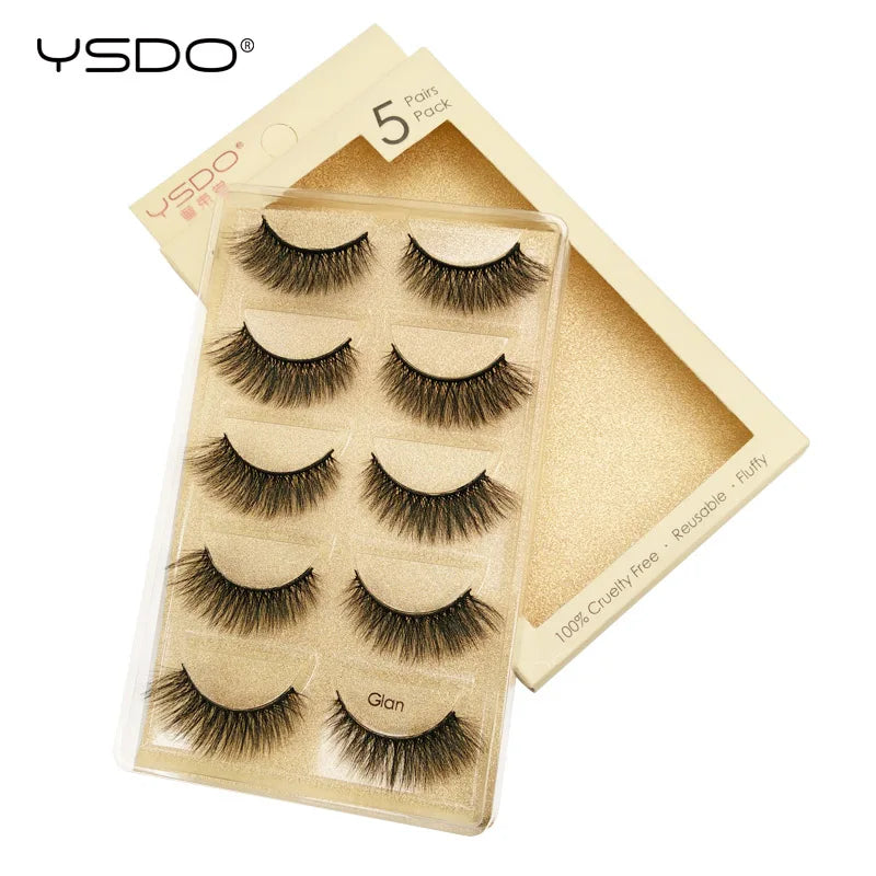 YSDO 5 pairs eyelashes mink strip lashes dramatic eyelashes natural 3d mink eyelashes makeup false eyelashes cilios maquiagem