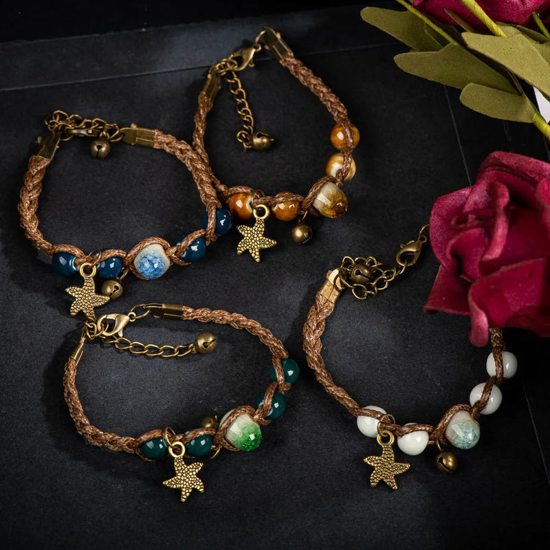Mori Girl Handmade Ceramic Beads Bracelets DIY Artware Retro Bracelet Jewelery Wholesale Bracelet Femme Wholesale