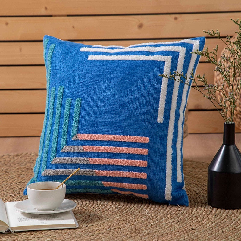 45x45cm/30x50cm Modern Geometric Soft Cozy Pillow Cover Cotton Canvas Towel-embroidered Sofa cushion cover Home Decoration