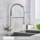 Brushed Gold Kitchen Sink Faucet One Handle Spring Hot and Cold Water Tap Deck Mounted Bathroom Kitchen Crane