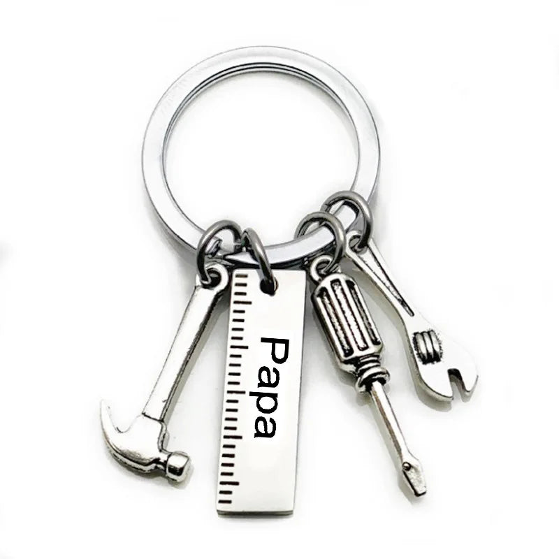 Fashion Dad Letters Keychains Creative Hammer Screwdriver Wrench Keyring Handbag Decor Tassel Hanging Pendant Father's Day Gifts