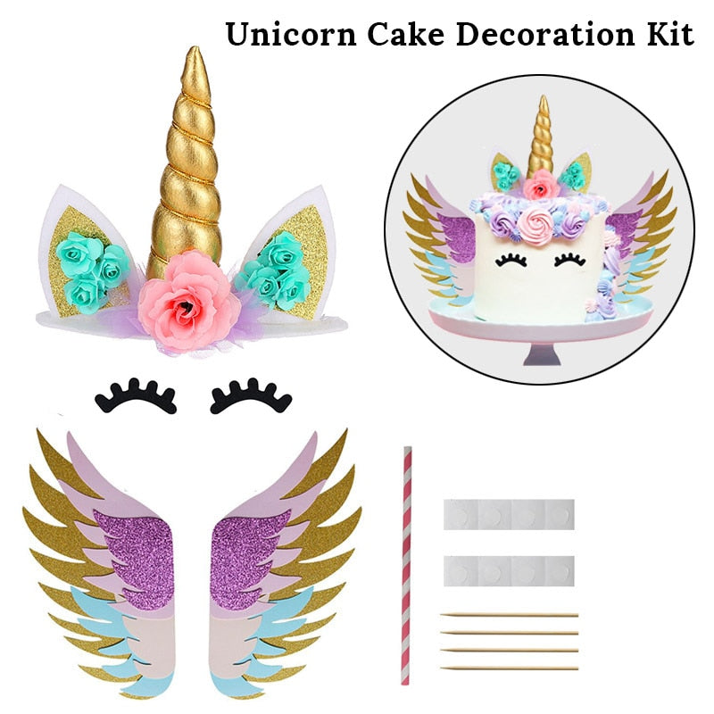 Unicorn Party 3-tier Cup Cake Stand Paper Plates Cups Balloon Birthday Party Decoration Kids Unicornio Party Girls Baby Shower