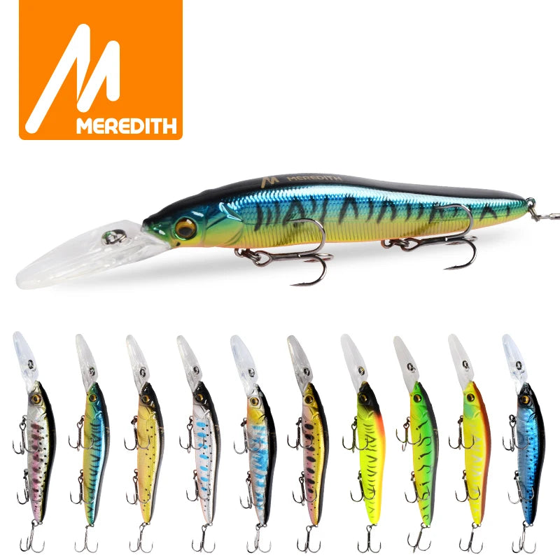 MEREDITH Slow Sinking or Flaoting 110mm Minnow Wobbler Fishing Lures Artificial Hard Bait Depth 0-3m Bass Pike Bait Tackle