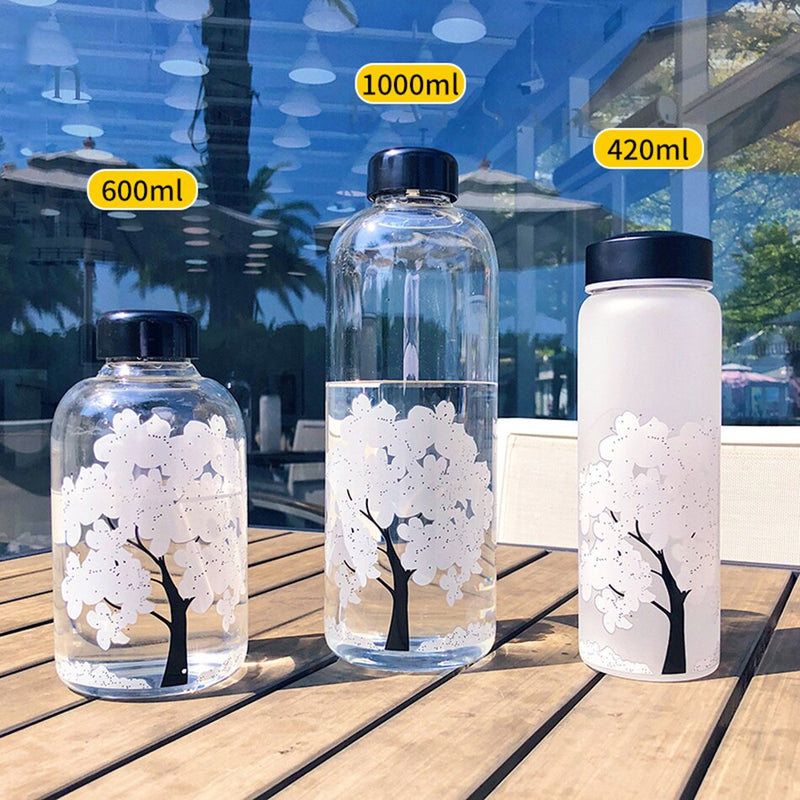 1000ML Kawaii Color Changing Sakura Bottle Cute Water Bottle With Protective Bag For Girl Student Fashion Sport Drinking Bottle