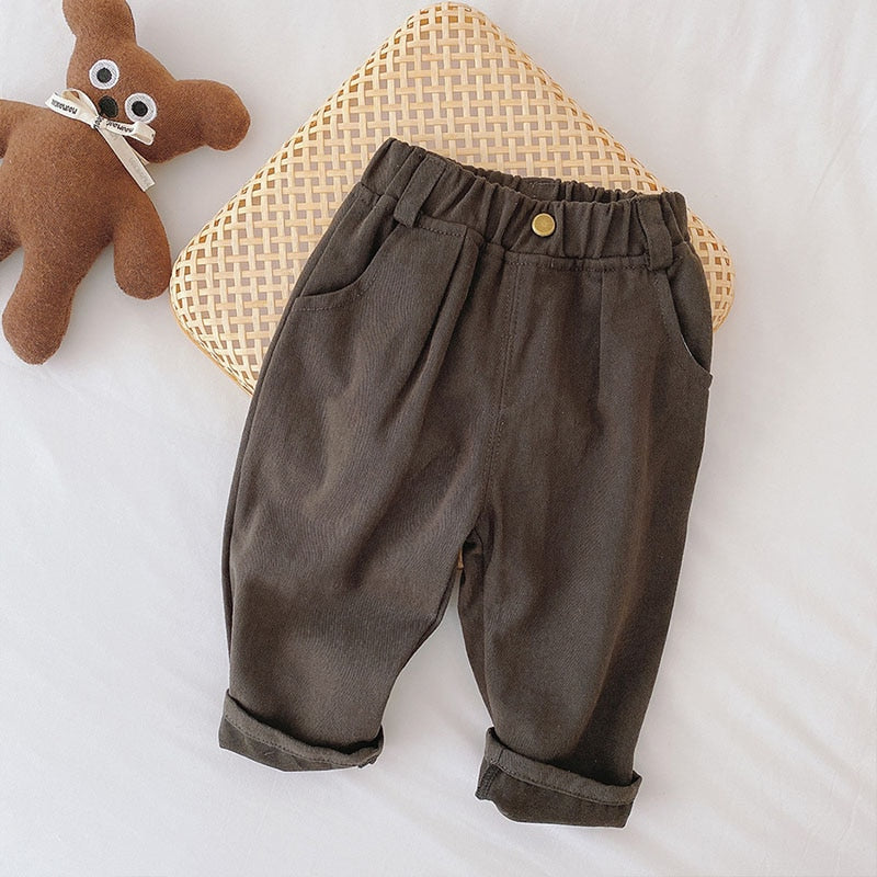 MILANCEL 2023 Kids Pants Solid Boys Pants Fashion ChildrenTrousers Brief Kids Jeans