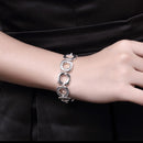 925 Sterling Silver Color  Bracelets  Square Round Cuff Bracelet Bangle Top Quality Fashion Jewelry For Women Men Y012