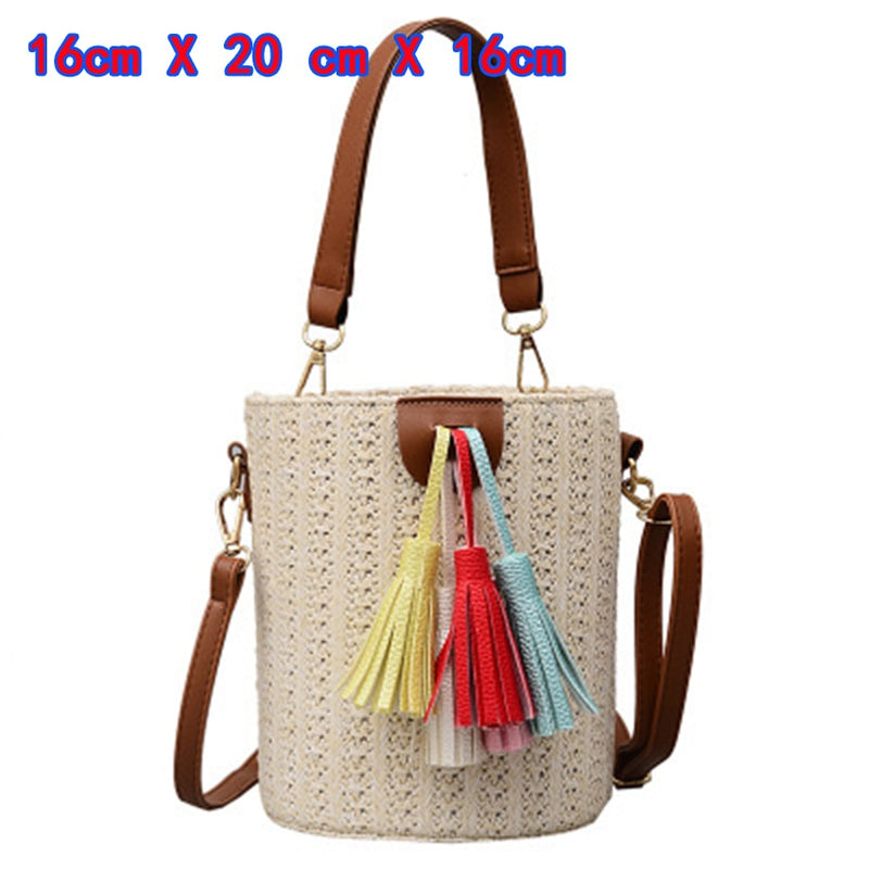 Small Straw Bucket Bags For Women 2020 Summer Crossbody Bags Lady Travel Purses and Handbags Female Shoulder Messenger Bag