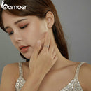 bamoer Genuine 925 Sterling Silver Geometric Chain Ring Finger Rings for Women Wedding Band Engagement Statement Jewelry BSR145