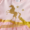 VIKITA Girl Unicorn Dresses Autumn Long Sleeve Sequins Vestidos Christmas Birthday Party Mesh Princess Dress Children Clothing