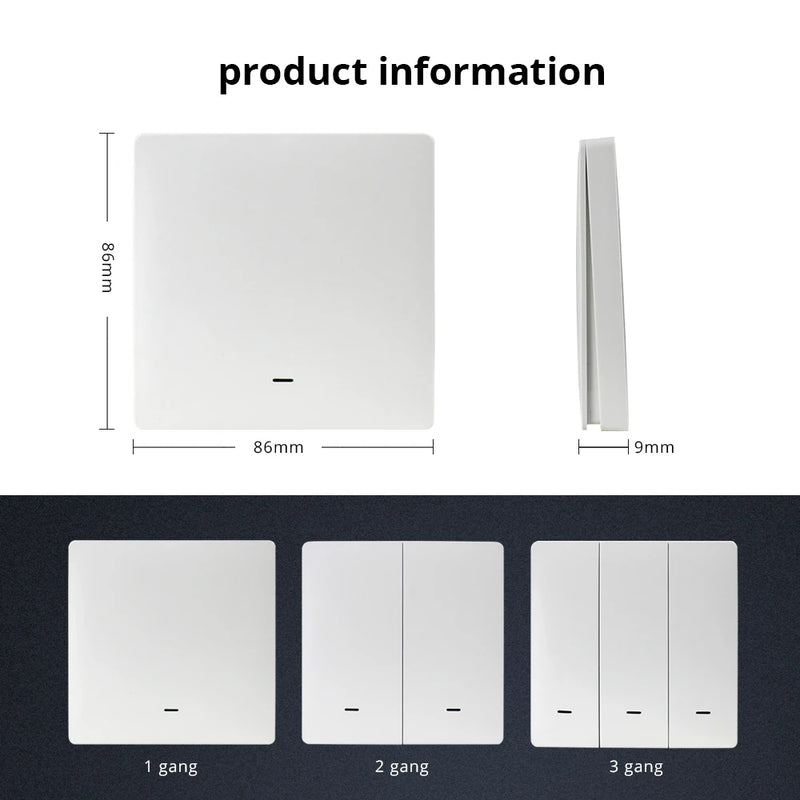 Benexmart Zigbee Wireless Switch 1 2 3 4 Gangs Scene Control Smart Home Devices Works with Tuya Click On Off Scene Switch Black