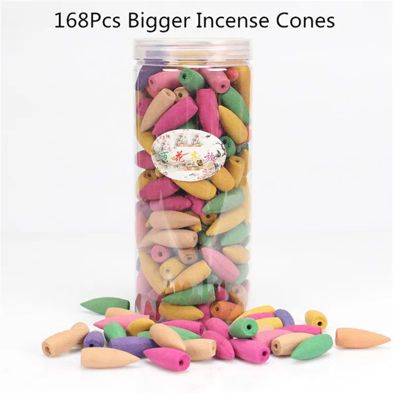 With 10Cones Free Gift Waterfall Incense Burner Ceramic Incense Holder,Option for Mixed Incense Cones (Burner Size L and Size M)