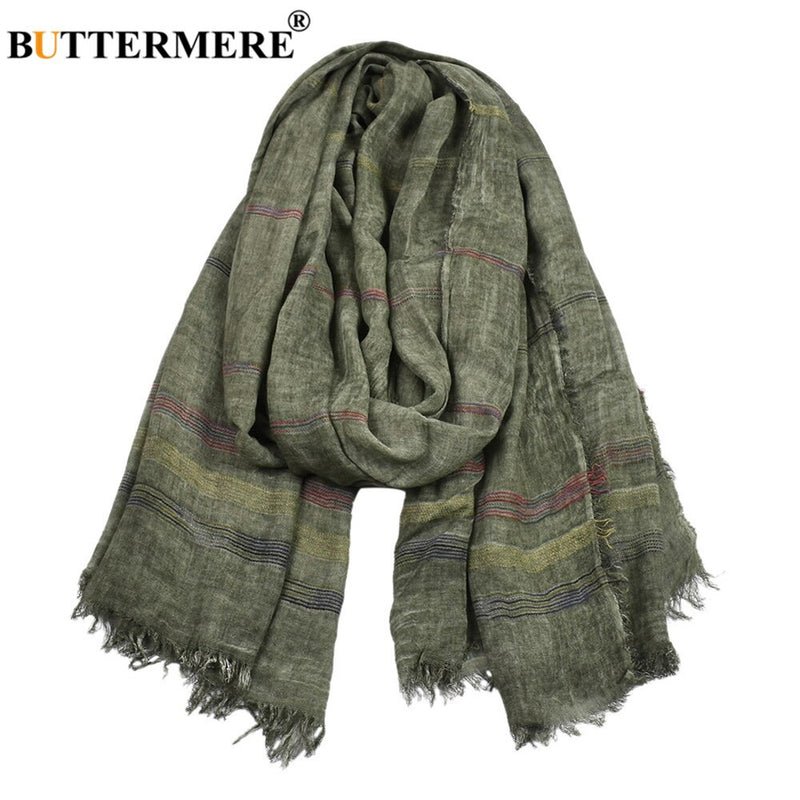 BUTTERMERE Men Scarves Autumn Winter Cotton Linen Scarf Men Khaki Black Navy Pink Khaki Warm Long Fashion Brand Mens Scarfs