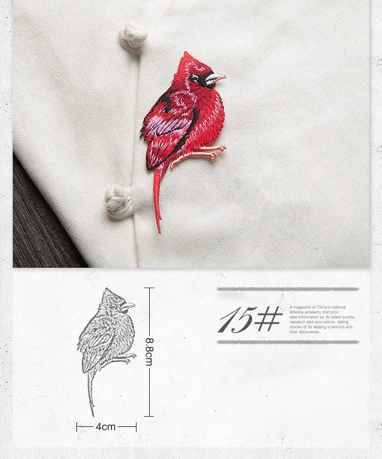 Bird Iron on Patches for Clothing Animal of The Breach Embroidery Applique DIY Hat Coat Dress Pants Accessories Cloth Sticker