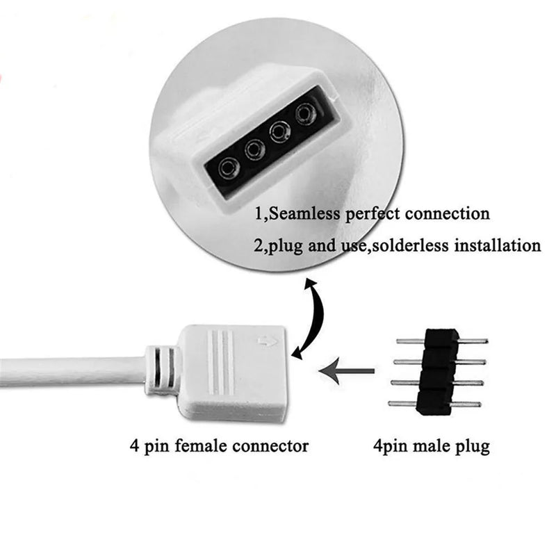 4 Pins RGB LED Strip Connector 1 to 1 2 3 4 5 Ports LED extension Splitter 4pin Male Female Connector for RGB Led Strip Lights